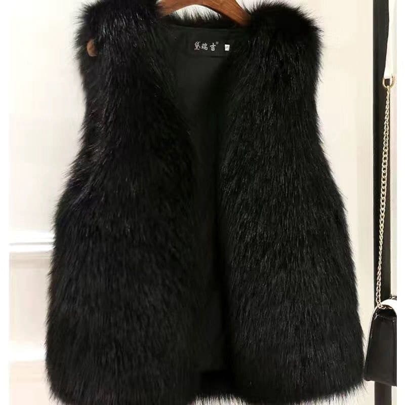 Faux Fox Fur Vest Winter New Style Versatile Korean Version Sleeveless Jacket Chic Fur Vest with Cotton Padding Thickened