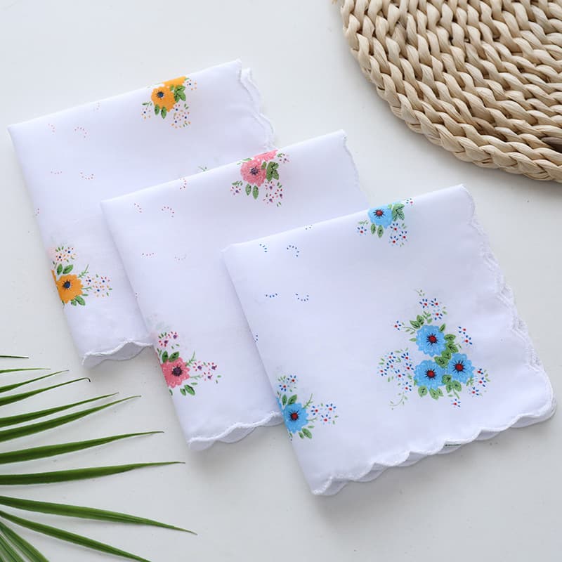Manufacturer In-Stock Wholesale Small Fresh Floral Handkerchief, Ladies' Pure Cotton Soft Sweat Towel, Bulk Discounts Available