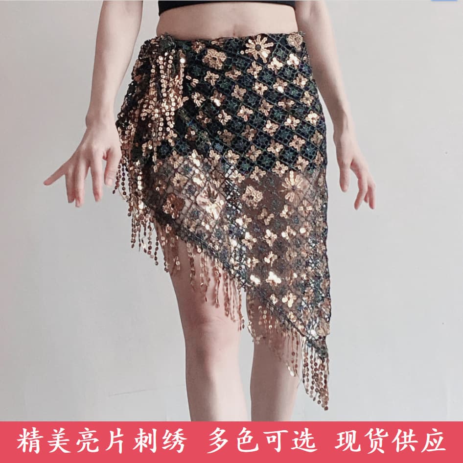 2024 belly dance sequin embroidered triangle scarf waist chain special price belly dance waist chain belly dance hip scarf waist chain