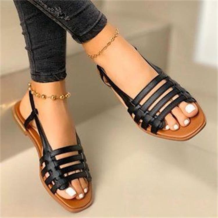 Wish Cross-border Women's Shoes 2020 Summer New Flat Round Toe Casual Sandals Women's Large Size 43 Sandals