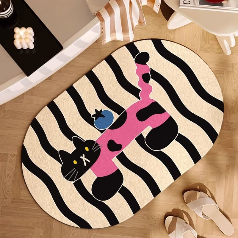 Cartoon Bathroom Anti-slip Mat Diatom Mud Foot Mat Bathroom Door Mat Bathroom Absorbent Foot Mat Quick-drying Carpet