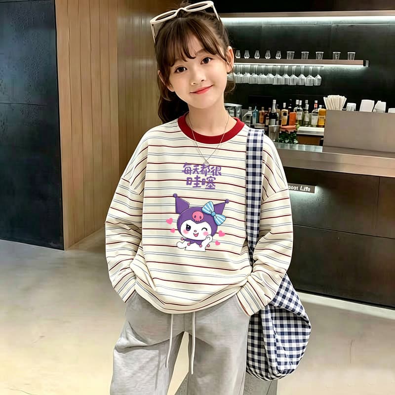 Girls' Pure Cotton Striped T-Shirt Long Sleeve 2026 Spring Autumn New Ins Casual Versatile Top Children's Base Layer Shirt Trendy