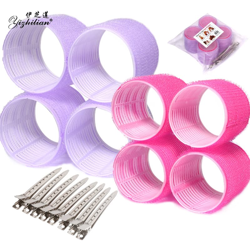 8PCS curling barrel + 8 metal clips, fluffy hair clips for hair roots on top of the head, large, medium and small air bangs styling hair curling clips
