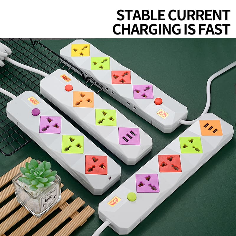 Export, Foreign Trade for Africa and Middle East, Colorful Panels, USB 3/4/5 Outlet Power Strip Socket