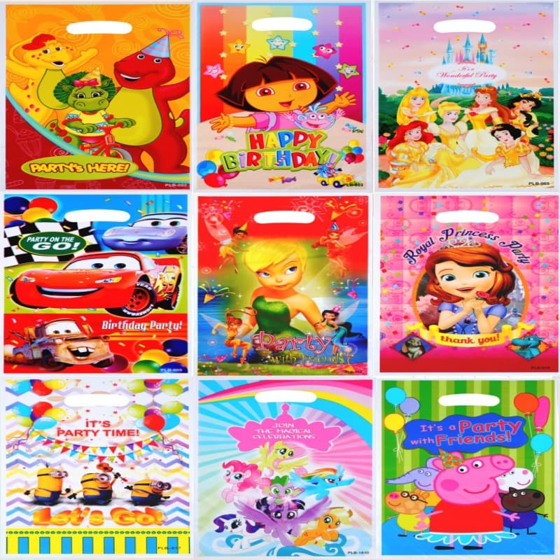 Cross-border spot children's party pearlescent film gift bag return gift bag cartoon happy birthday plastic bag candy bag