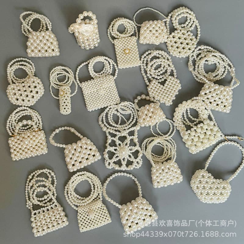Mini Pearl Handbag Children's Finished Product Cute Crossbody Bag Girls' Coin Purse Handbag Medium Hardness Open Pocket