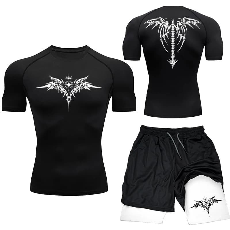 New MMA Boxing Compression Set Sportswear Men Quick-Dry Athletic Shorts T-Shirt Running Workout Tight Protective Gear