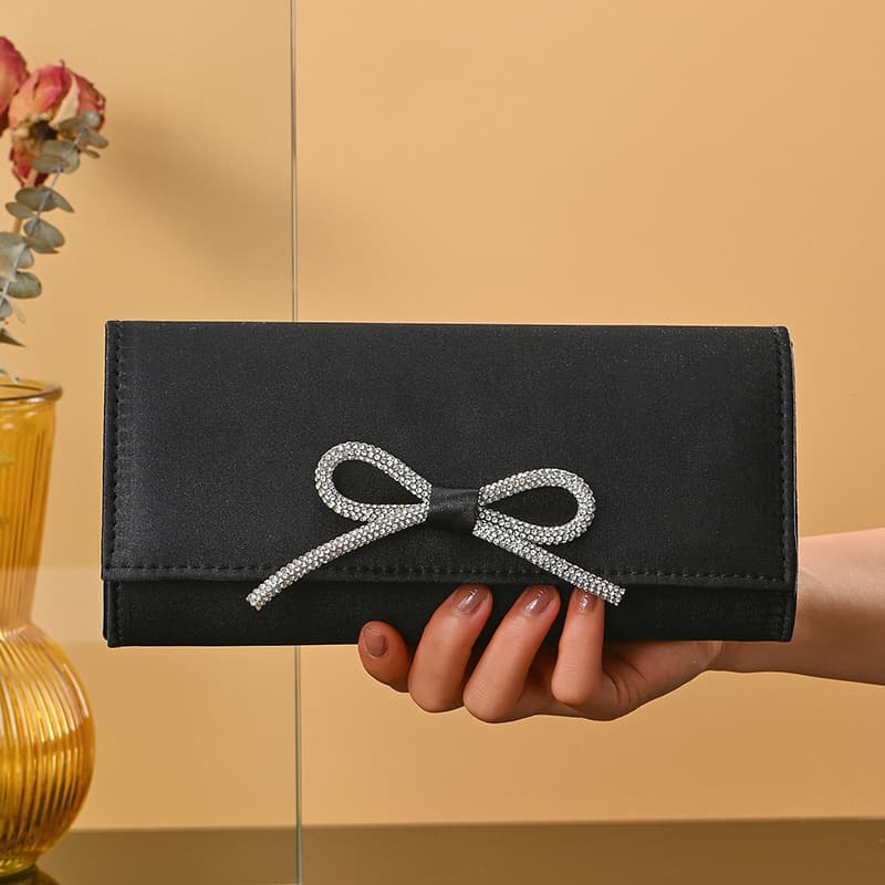 Elegant Butterfly Knot Dinner Bag Portable Pure Color High-End Clutch Phone Cosmetic Storage Party Bag Fashionable City Simple Style