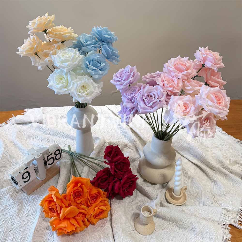 New 7-head simulated rose wedding decoration bouquet fake flowers event layout rose sea waterfall manufacturer wholesale