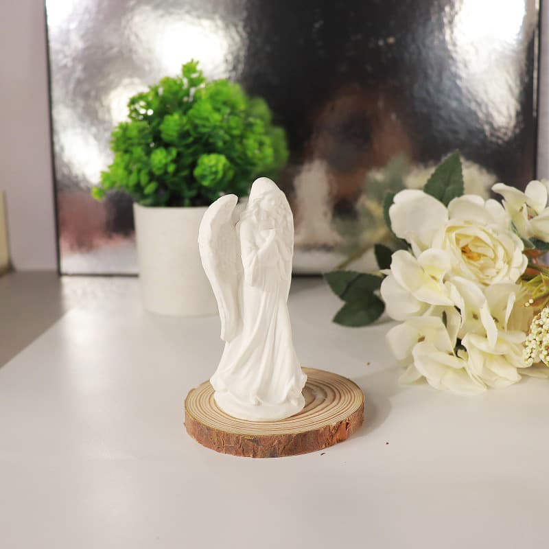 3D Aromatherapy Gypsum Candle Sculpture Model Ornament Simple Little Angel Gypsum Figurine with Wings Praying Goddess