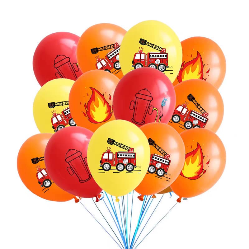 Fire Truck Birthday Theme Balloon Set Baby Party Decoration 12-inch Latex Balloons Party