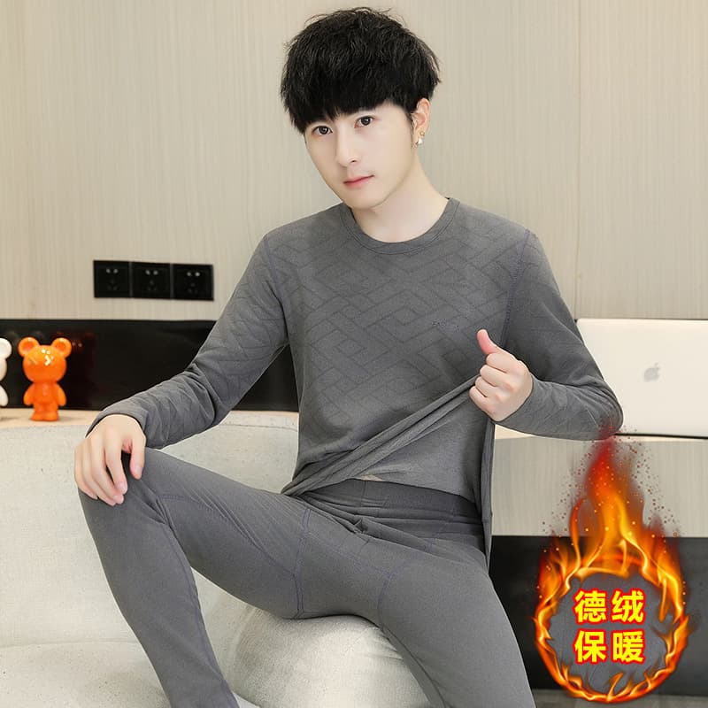Youth Thermal Underwear Set Thickened Fleece Lined Cotton Long Johns for Teen Boys High School Students Winter