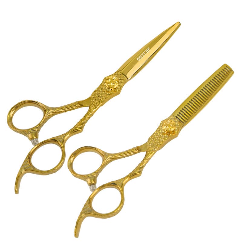6.0 Inch Tani Gold Barber Scissors Professional Hair Cutting Shears Thinning Texturizing Scissors Dragon Tail