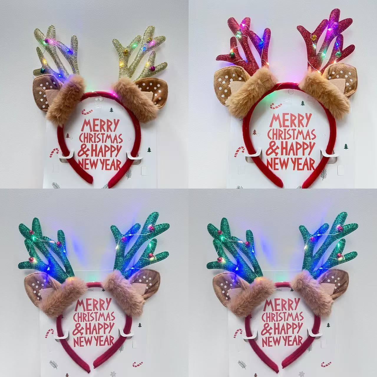 2025 New Christmas Light-Up Headband Women Reindeer Headpiece Kids Headband Holiday Party Decoration Small Gift