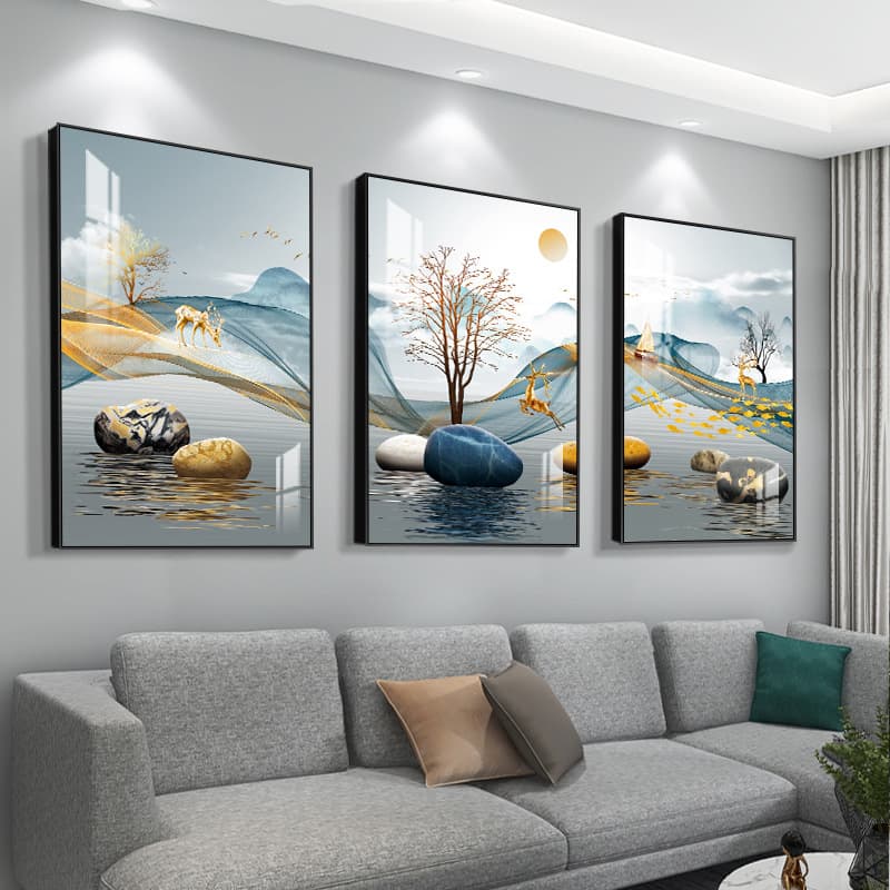 Nordic Living Room Decorative Painting Triptych Sofa Background Wall Art Modern Minimalist Atmosphere Restaurant Mural Bedroom Wall Painting