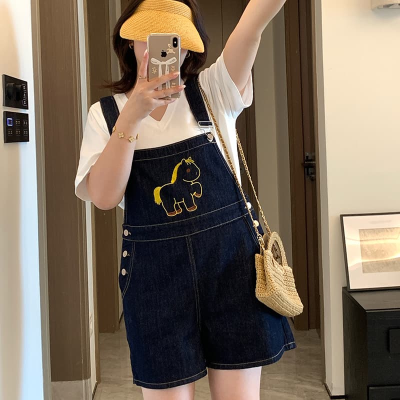 DD2026 Summer New Plus Size Women's Casual Cute Cartoon Denim Short Overalls YC563