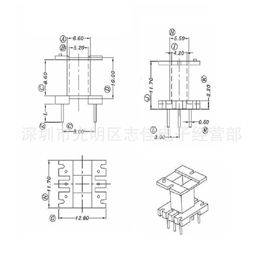 EE16 transformer core frame, vertical 3+3 pin 1602 bakelite core frame, power supply frame