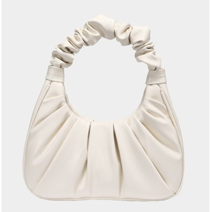 Design Underarm Pleated Cloud Handbag Women's Handbag Fresh Sweet Style Leather Bag Daily Match Soft Magnetic Buckle Opening