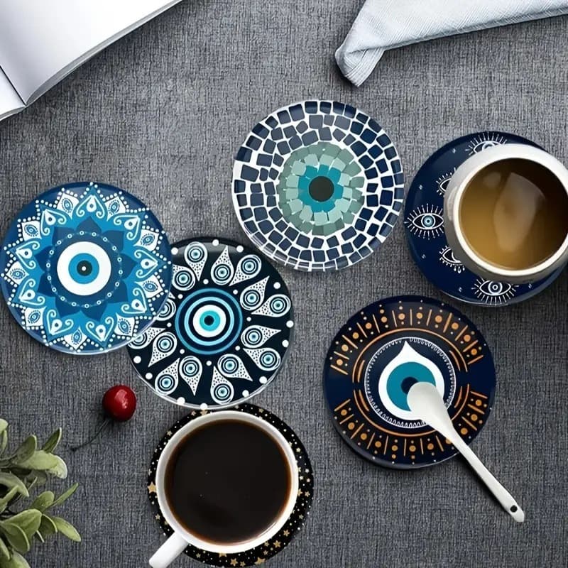 6-piece simple style wooden coaster set wooden art coaster with anti-slip coaster desktop protection gift