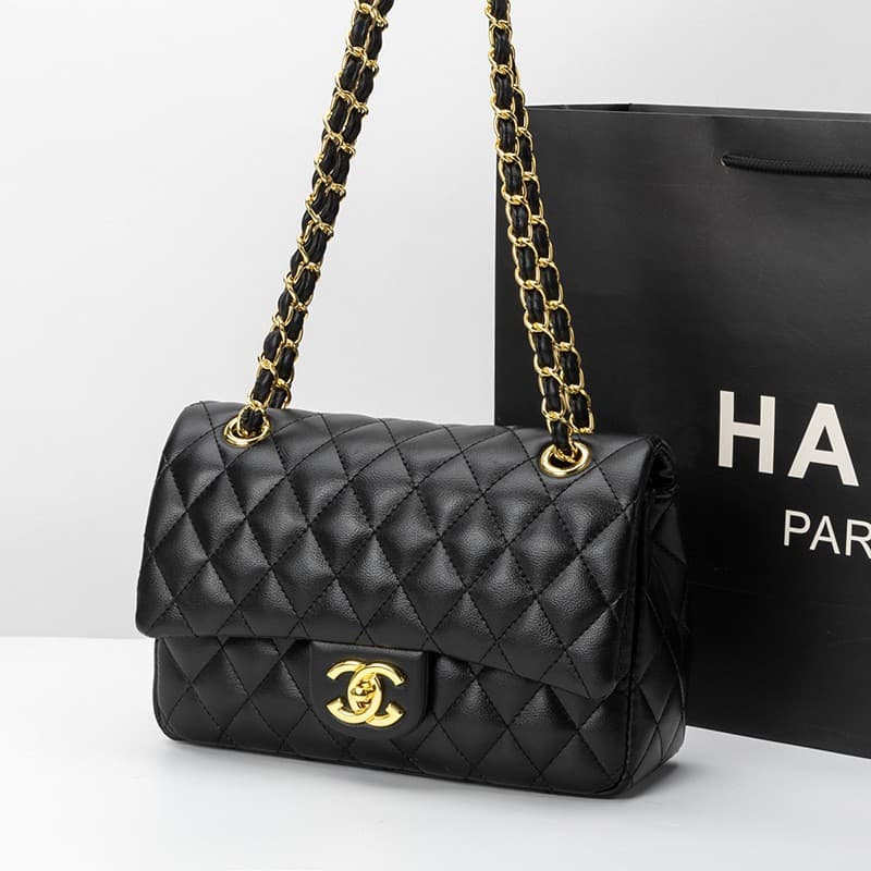Cross-border women's bag 2026 new style Chanel-style CF chain bag women's crossbody genuine leather versatile diamond-quilted bag
