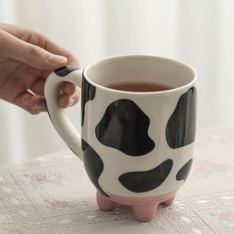 Cross-border ceramic cow cup, cartoon cute animal cow cup, milk coffee cup, holiday gift cup wholesale