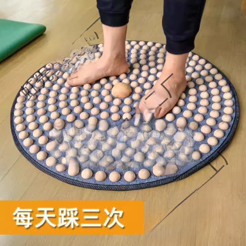 Acupressure Mat for Foot Reflexology, Indoor Meridian Massage Floor Mat, Traditional Chinese Medicine Wooden Foot Massager for Slow Jogging