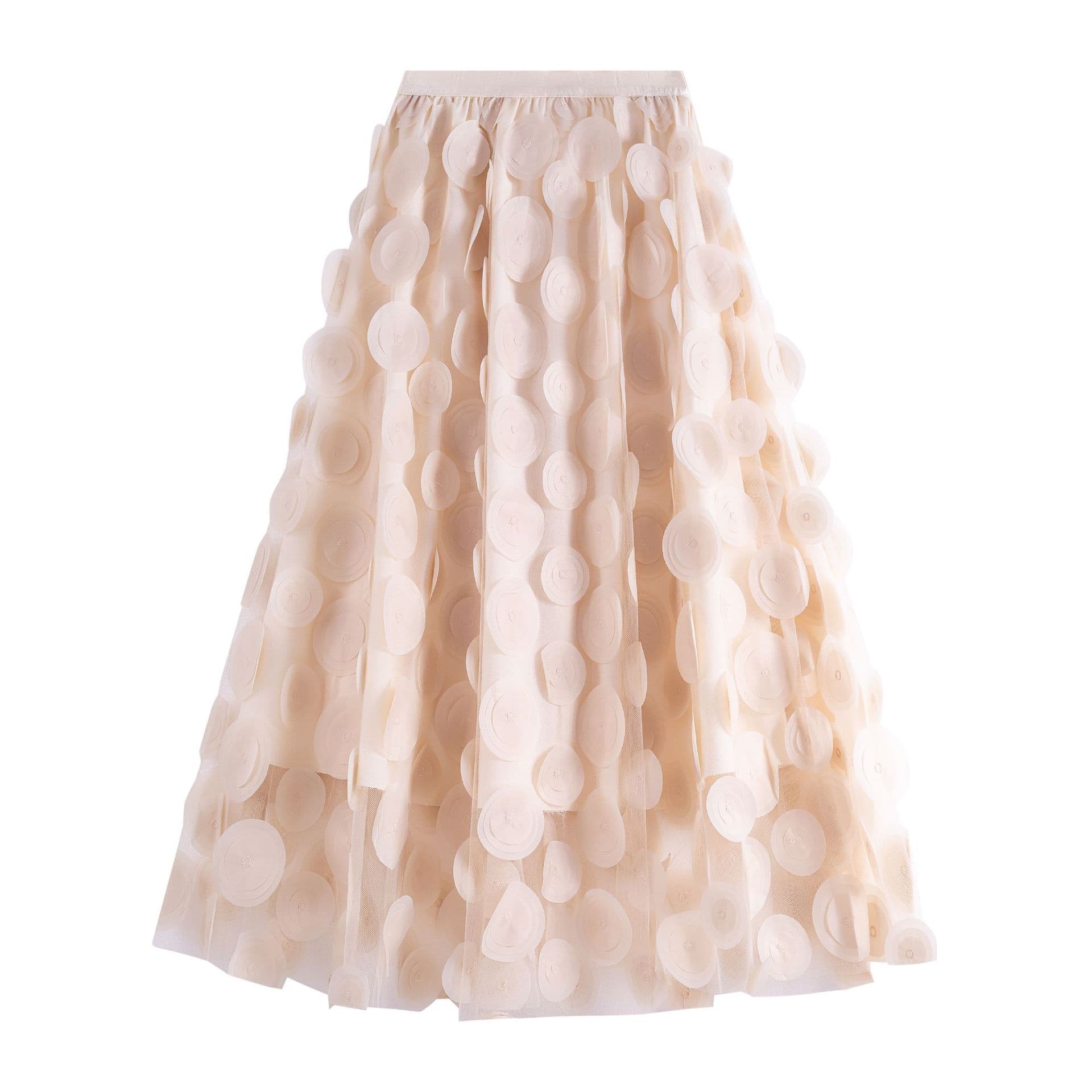 European and American Retro Heavy-Duty A-Line Skirt with Full Hem, Women's Autumn/Winter New Arrival, 3D Polka Dot Tulle Skirt, High-Waist Versatile Style