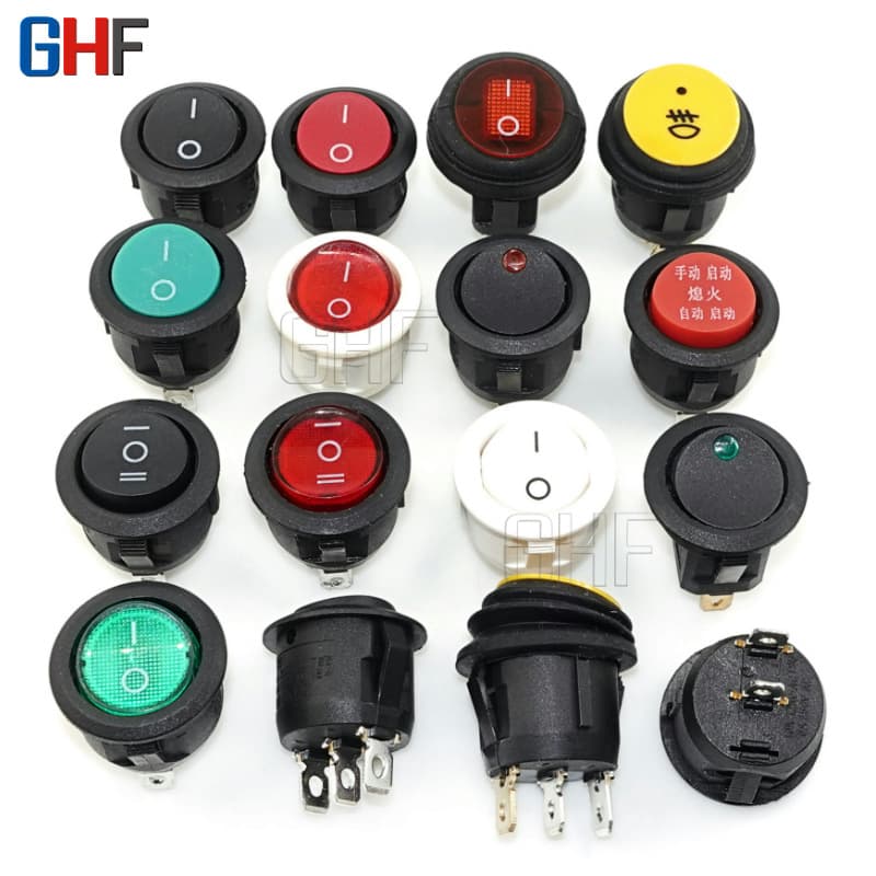 KCD1-105 rocker switch round with light, rocker switch, cat eye, waterproof, hole 20mm two-position three-position