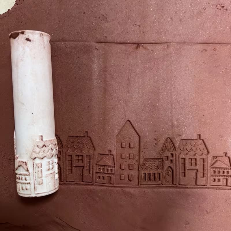 Cross-Border Popular Nordic House Pattern Polymer Clay Texture Mold House Roller Craft Ornament