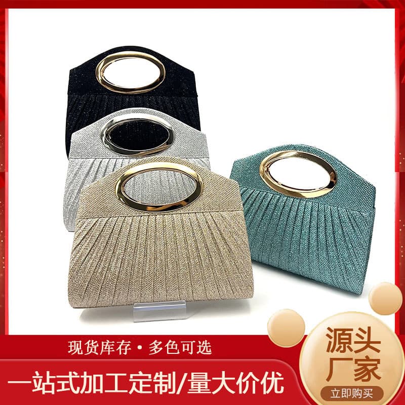 New cross-border socialite pleated hand-held banquet bag, romantic wedding evening bag, dress bag, one-shoulder cross-body dinner bag