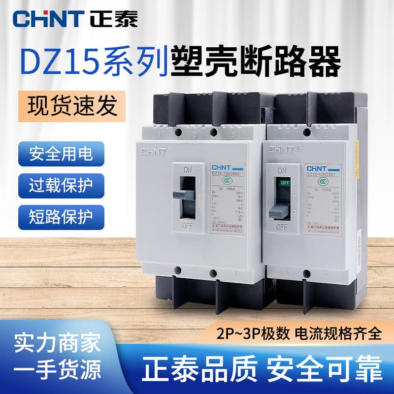CHINT Air Switch Molded Case Circuit Breaker DZ15-100 2P 3P 40A 63A 100A High Power Main Switch