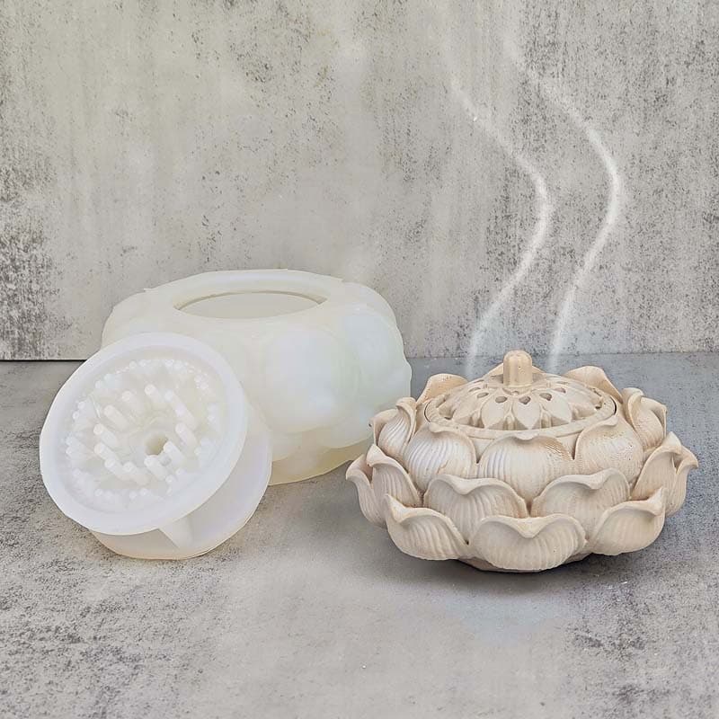 New Lotus Sandalwood Incense Burner Silicone Mold DIY Lotus Succulent Planter Plaster Concrete Ornament Resin Mold