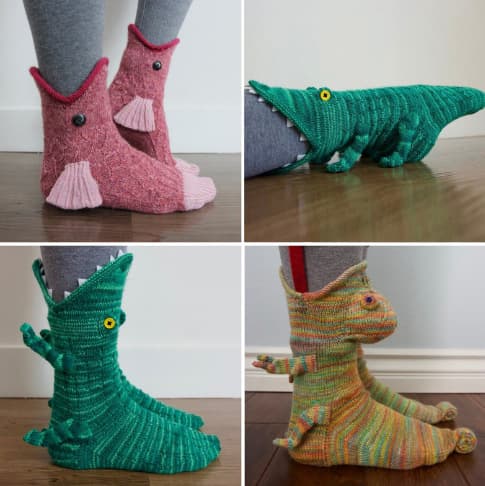 Cross-border best-selling Knit Crocodile Socks Christmas Knitted Crocodile Shark Chameleon Koi Fish Floor Socks