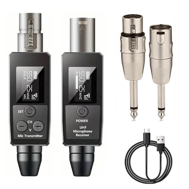 RA80 XLR Microphone Wireless System Professional Wired to Wireless Microphone Transmitter Receiver