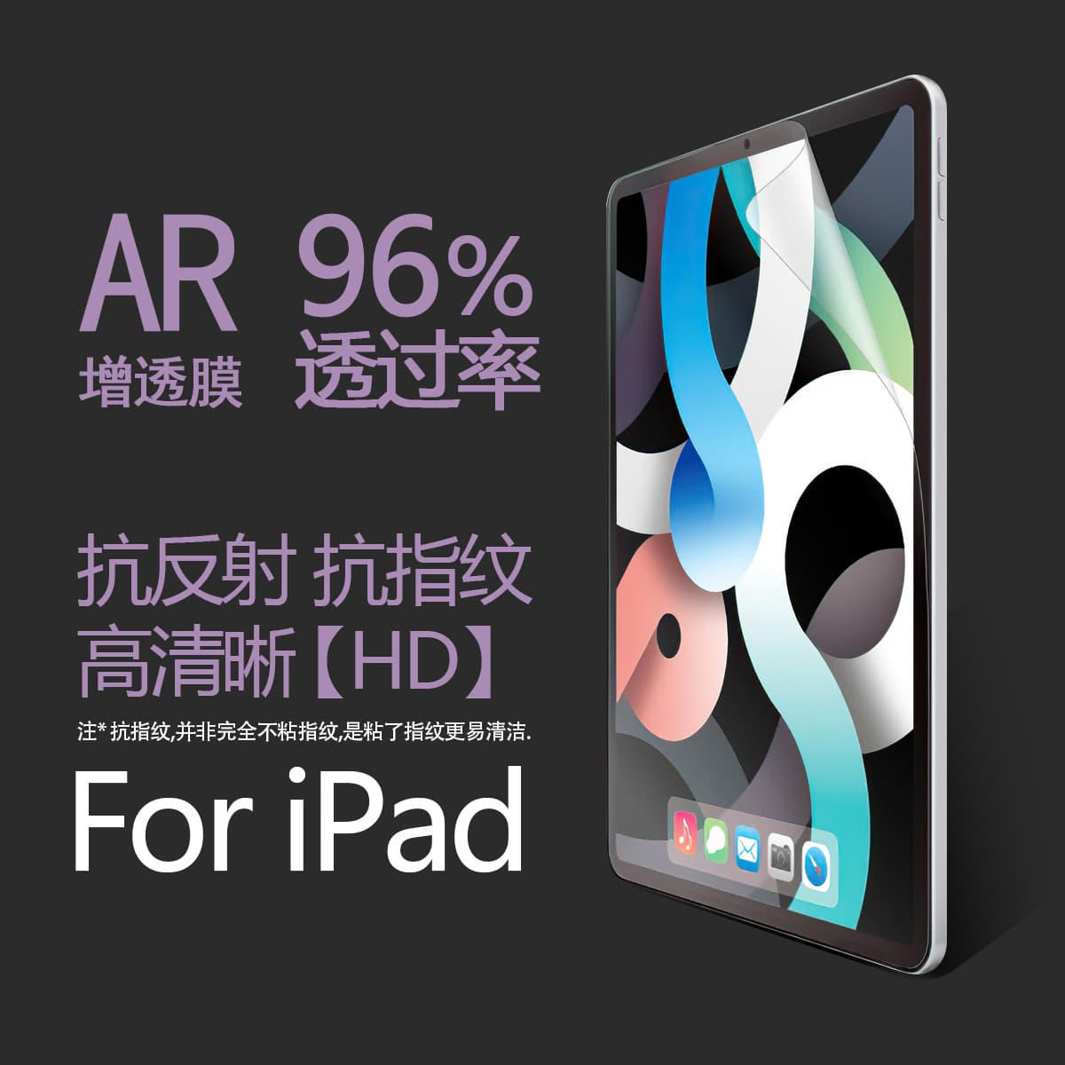 AR film suitable for Apple iPad Pro 11-inch screen protector, anti-reflective, low-reflection, anti-fingerprint Pro 11-inch screen protector, Air 11.