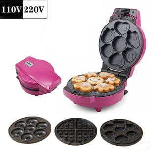 US/EU Plug 3-in-1 Waffle Maker, Cartoon Cookie Maker, Doughnut Maker, DIY Baking Breakfast Machine