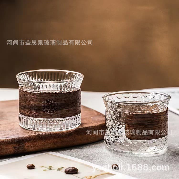 Walnut Wood Heat-Resistant Vertical Grain Cup Set, Single Owner Tea Tasting Cup, Vertical Grain Tea Cup