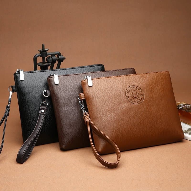 2024 New Cross-Border Trade Casual Men's Handbag, Simple PU Soft Leather Men's Bag, Phone Bag, Large Capacity Wallet