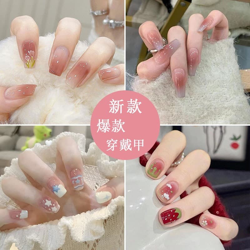 Wholesale Hot-Selling Printed Nail Stickers, TikTok and Xiaohongshu Trending Nail Art, Spring and Summer Wearable Short Style