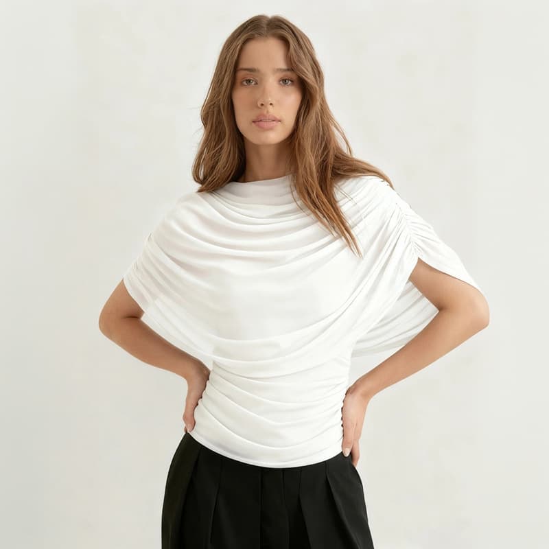 J25TP439 European and American Style Cross-border Women's Fall/Winter New Amazon Scarf Collar Draped Sleeveless Fitted Top