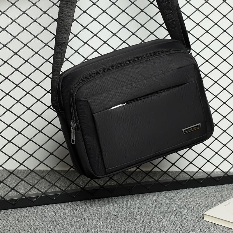 Men's Casual Crossbody Bag Large Capacity Waterproof Business Cloth Bag Can Print Words City Simple Style Oxford Cloth Wear Resistant
