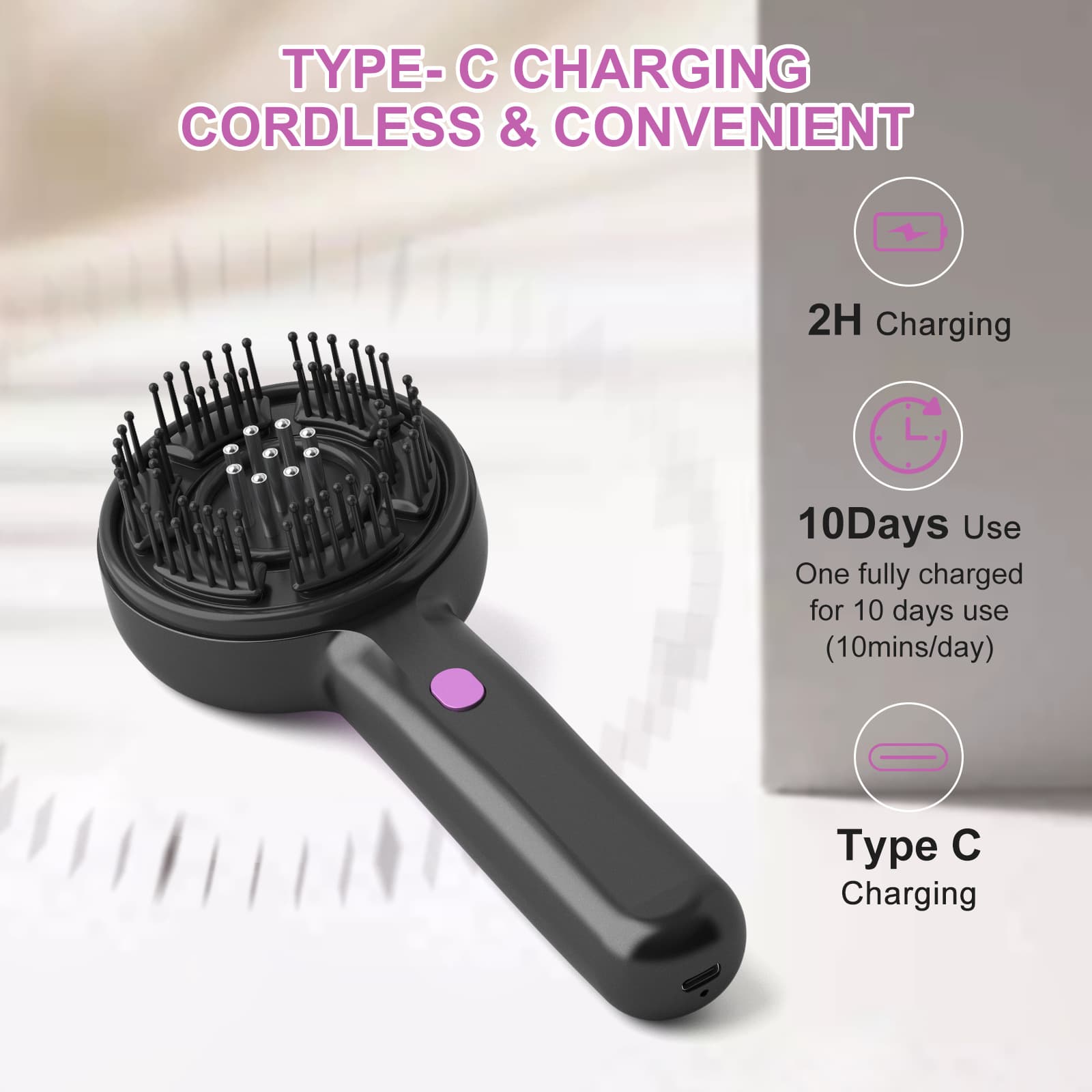 Cross-border New Amazon Electric Massage Comb Essence Application Hair Import Massage Electric Red Light Head