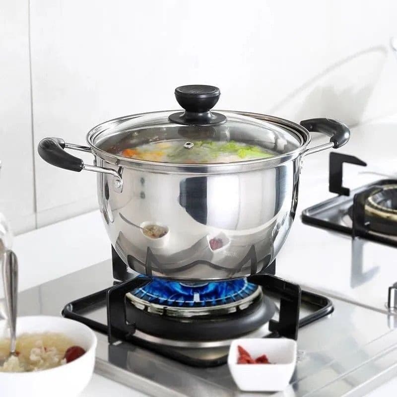 Double-ear soup pot steamer household stainless steel pot gas induction cooker universal small stew pot supplementary food pot porridge pot hot pot