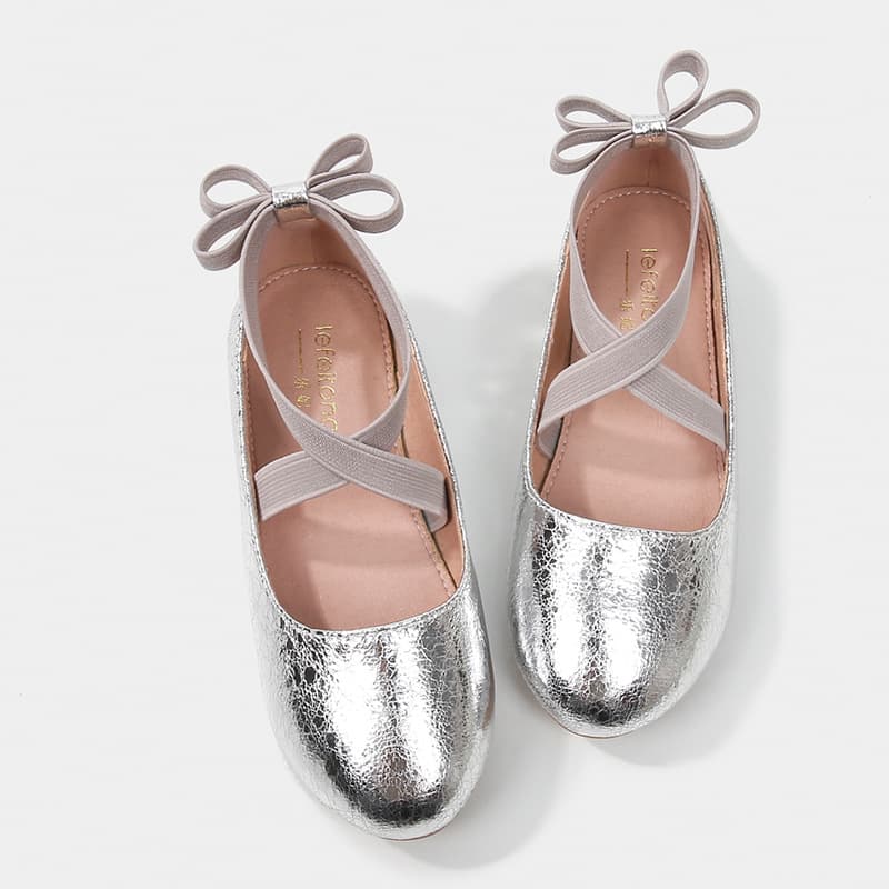 New style girls' leather shoes with gold and silver glitter crackle pattern, perfect for children's dance performances, soft sole, fashionable princess shoes.