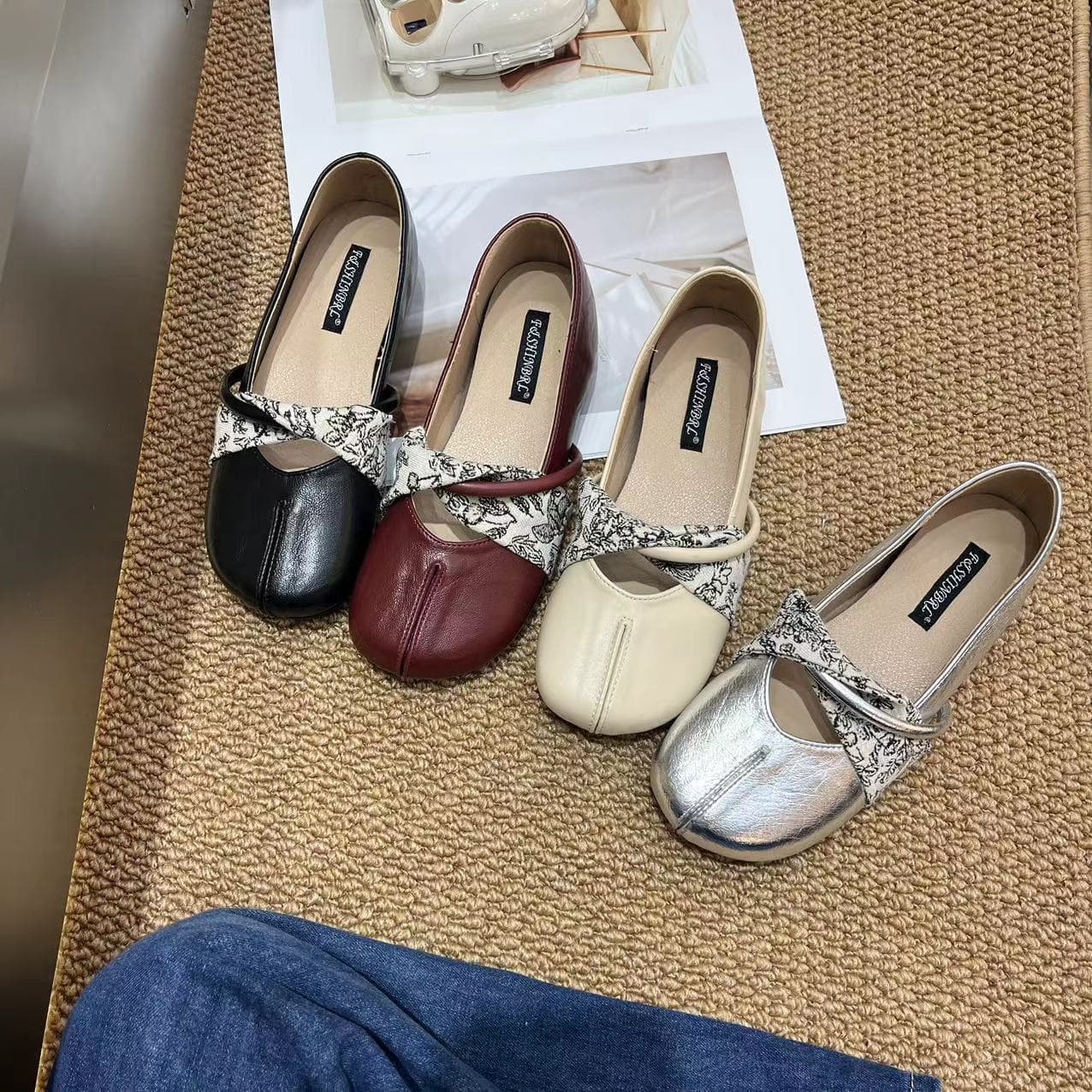 Retro round-toe gentle evening shoes that are versatile and not tiring to increase the height of the feet Mary Jane shoes shallow mouth ballet shoes for women