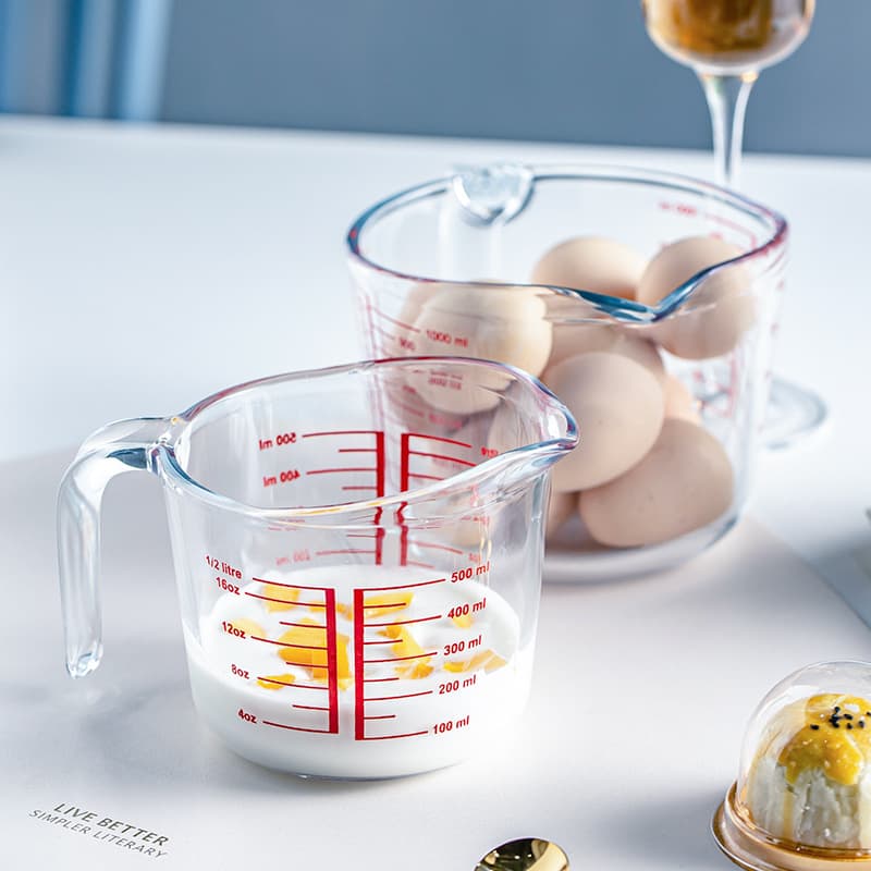 Transparent glass measuring cup with scale, egg cream whipping container, high temperature resistant breakfast cup, large capacity, drop shipping