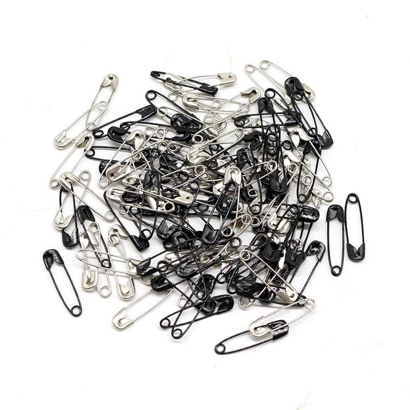 120-piece portable flat box set, multi-colored small-sized safety pins, 19mm long, for home decoration and fixing small pins.
