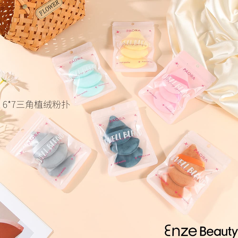 Cross-Border Hot-Selling Triangular Flocking Powder Puff Set, Skin-Friendly, Non-Absorbing Powder, Makeup Setting Loose Powder Puff, Soft Loose Powder Puff Special Wholesale