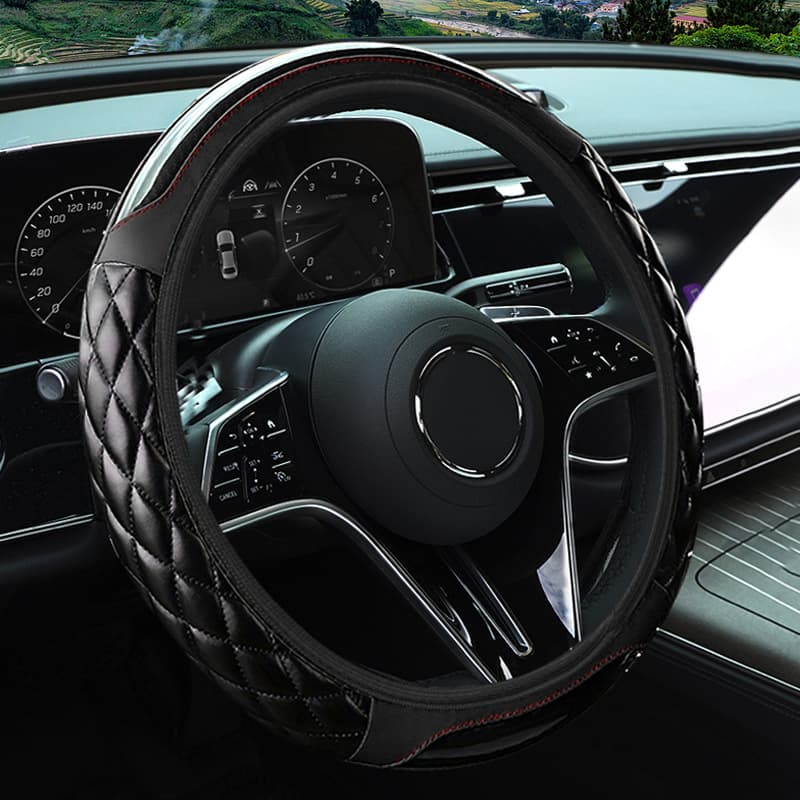 Cross-border Hot Selling Car Steering Wheel Cover Bubble 3D Carbon Fiber Leather Stitched Anti-Slip Comfortable Grip Cover Wholesale