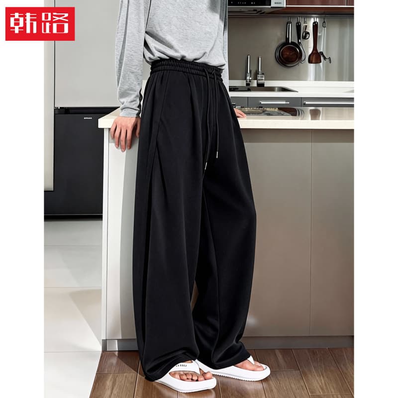 Three-dimensional pleated structure scimitar casual pants spring new style loose and versatile sweatpants trendy brand sports trousers q